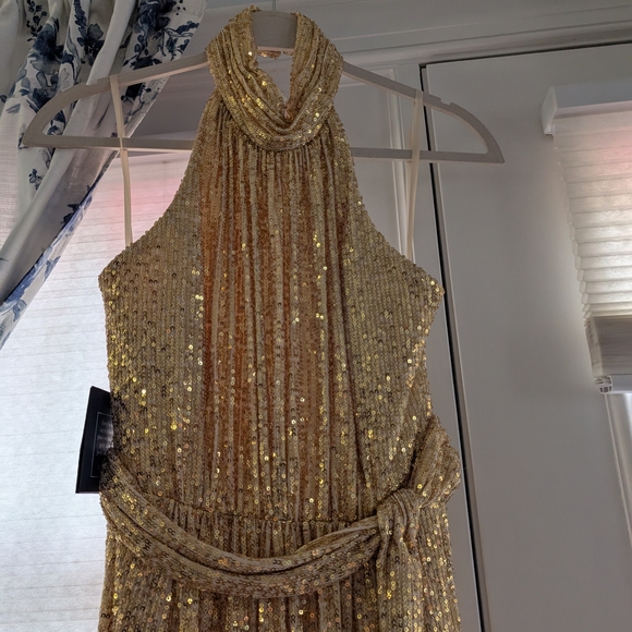 NWT Ieena For Mac Duggal Gold Sequin Gown 11281 Size 8 - Picture 5 of 8